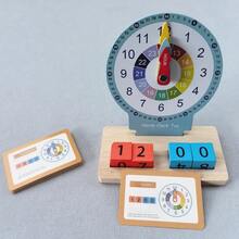 Mainan Jam Alarm Kayu untuk Belajar bagi Anak Usia 3+, Jam Belajar Membaca Waktu 24 Jam dengan Balok Angka & Kartu Flash, Mainan Edukasi Manajemen Waktu & Rutinitas Harian Montessori untuk Anak Usia 3+, Hadiah untuk Anak Laki-laki dan Perempuan - MultiWarna - View 6
