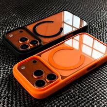 Phone Case - Luxury Transparent Magnetic Wireless Charging Phone Case, Compatible With 17 Pro Max Air 16 15 14 13 Pro Max Transparent 17 Promax Phone Case, Slim Soft Edge Hard Shell Shockproof Back Cover 17 Pro Max Case 17 Pro Case 17 Case 16 Case CteGlodrix - Orange - View 7