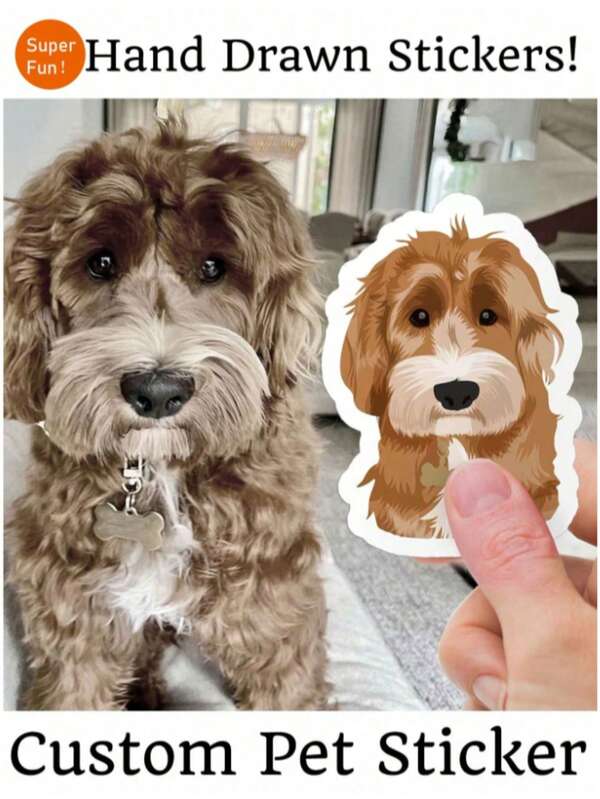 1/6 buah Stiker Hewan Peliharaan yang Dipersonalisasi, Stiker Nama Anjing/Kucing dengan Foto Kustom, Stiker Vinyl Tahan Air Potong untuk Botol Minum, Casing Laptop, Perlengkapan Sekolah