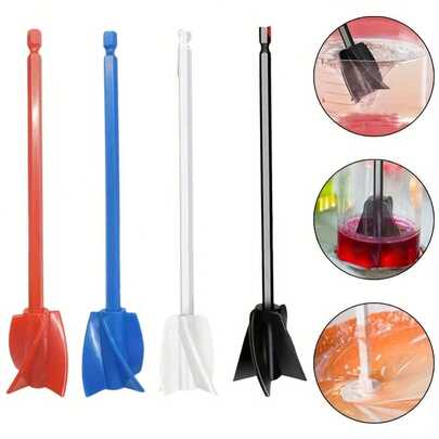2 buah Aksesori Bor Pengaduk Cat Plastik, Pengaduk Resin Epoksi dengan Gagang Heksagonal Standar dan Desain Spiral Empat Bilah untuk Pencampuran yang Efisien, Kompatibel dengan Berbagai Bor