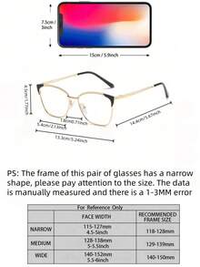 1 Pair Of Women's Fashionable Diamond Studded Metal Frame Transparent Lens Glasses With Cat Eye Design And Multifunctional Design - 026 Black Gold - View 8