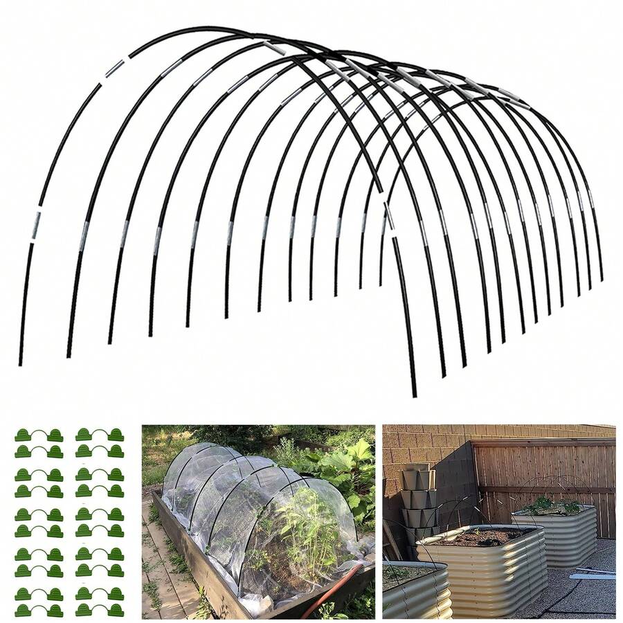 18/30 Piezas, Aros de Invernadero, Aros de Jardín, Para Marco de Soporte de Túnel de Jardín Resistente, Adecuado para Jardines, Granjas, Patios, Invernaderos Agrícolas - negro - Ver 1