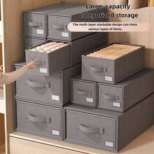 Foldable Drawer Storage Box, Multi-Functional Wardrobe Storage Bin, Large Capacity Clothing Storage Organizer, Drawer Storage Cabinet, Home Snack Toy Clothing Organizer Box, Foldable Storage Cabinet, Multi-Layer Bedroom Nightstand - Multicolor - View 2
