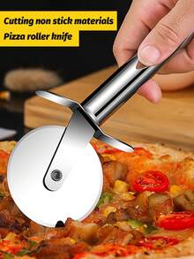 1 Set Webake Pizza Cutter Set, Triangular Cake Server + Single Wheel Pizza Cutter, Stainless Steel Pizza Cutting Tools, Perfect For Cutting Cakes, Pizzas And Various Pastry Foods - Silver - View 2