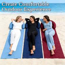 Outdoor Inflatable Pad, Outdoor Mat, Sunbathing Beach Mat With Inflatable Pillow, Portable Easy-To-Store Picnic Mat, Lightweight Moisture-Proof Mat, Non-Stick Sand Design For Clean Use Experience, Also Serves As Camping Mat - Multicolor - View 2