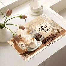 1pc 2D Coffee Theme Kitchen Countertop Mat, Diatomaceous Earth Material, Highly Absorbent, Suitable For Tableware, Coffee Machine, Microwave, Etc. Fashionable Watercolor Design, Ideal Choice For Modern Kitchen. - Multicolor - View 8