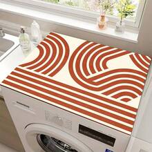 1pc 2D Red Line Bohemian Kitchen Countertop Mat, Diatomaceous Earth Material, Highly Absorbent, Suitable For Tableware, Coffee Machine, Microwave, Etc. Fashionable Watercolor Design, Ideal Choice For Modern Kitchen. - Multicolor - View 10