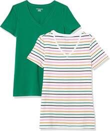 Essentials - Camiseta de manga corta con cuello en V para mujer - Blanco - Ver 13