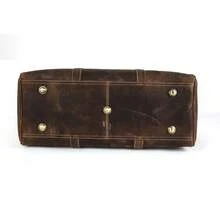 KomalC - Bolsa de Viaje de Piel para Hombres y Mujeres, de Grano Completo, para Fin de Semana, Deportes y Gimnasio - Marrón, Búfalo Envejecido Bronceado - Búfalo envejecido bronceado - Ver 9