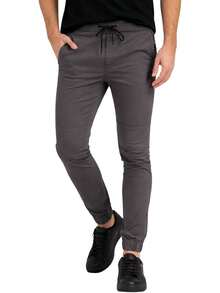 Holstone Jogger Slim Fit de Gabardina Premium - Pantalones para Hombre Casuales Deportivos - Ropa y Moda para Hombre - Pantalón de Algodón - Gris Oxford - Ver 9