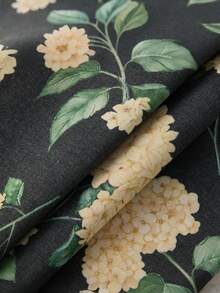 1pc Navy Blue Hydrangea Floral Decor Vintage Floral Woodblock Print Pillowcase, Suitable For Summer Autumn Outdoor Farmhouse Style Sofa Bed Cushion Decorative Pillowcase, Dorm Bedroom Home Living Room Decor, Thanksgiving Halloween Gift - Beige - View 4