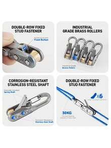 4/2/1pc Rope Tensioner Set With Roller, Includes Heavy-Duty Telescopic Buckle And Matching Rope, Or Convenient Secure Binding Rope Tensioning Tool With Lock, Suitable For Camping, Boating And Outdoor Activities - A - View 5