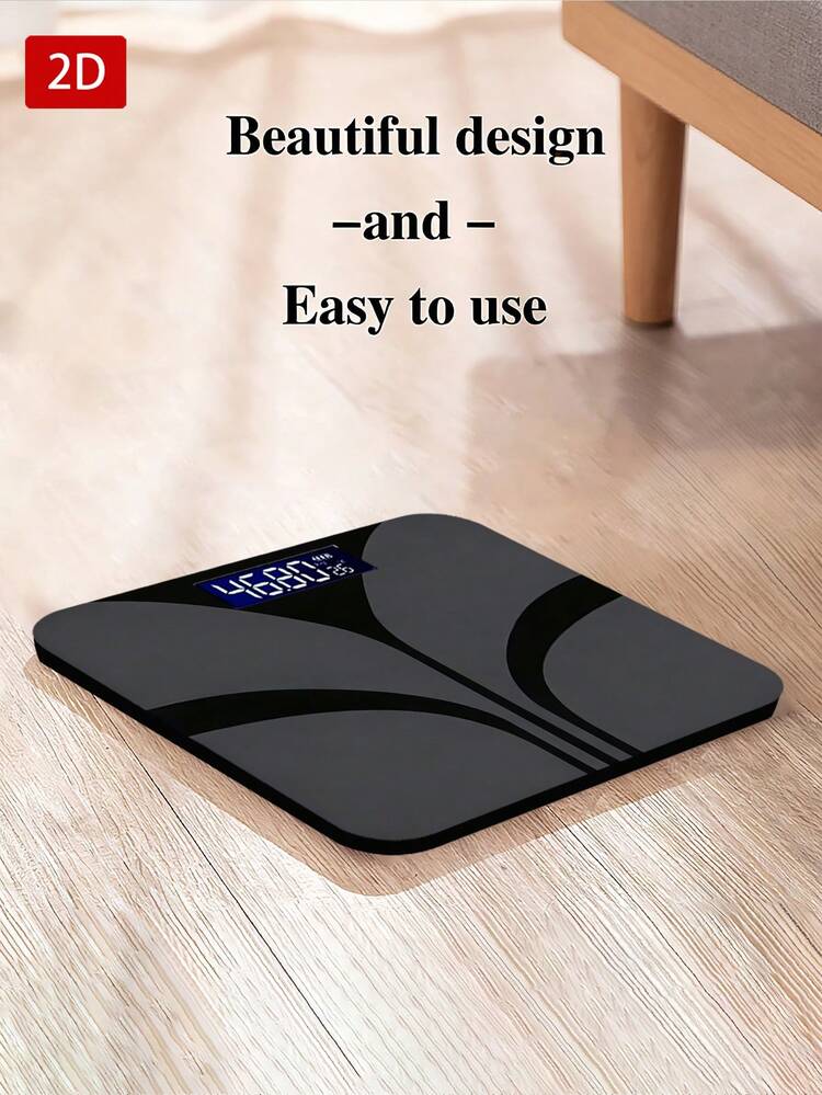 1pc Fashion Black Body Weight Scale, With Easy-To-Read LCD Display For Weight Measurement, Modern Bathroom Elegant Design, AAA Battery Powered (Batteries Not Included) - A - View 6