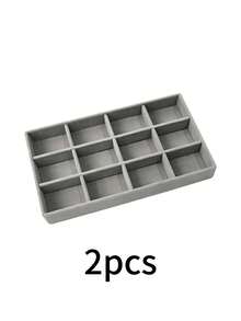 8pcs Grey Jewelry Display Storage Tray Set, Velvet Jewelry Display Tray, Suitable For Storing Earrings, Studs, Necklaces, Rings, Bracelets, Watches, Lipsticks, Perfumes, Cosmetics, Etc., Ideal For Use In Bathroom, Bedroom, Vanity, Multiple Styles Available, Perfect Gift - Multicolor - View 12