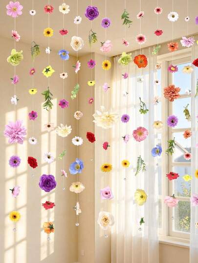 Bộ 20 món/1 món dây hoa treo DIY trang trí trần, rèm hoa DIY, hoa mô phỏng dạng treo trang trí, hoa nổi treo tường làm phông nền chụp ảnh, thiết kế cho đám cưới, sinh nhật, trang trí phòng, quà tặng tốt nghiệp, trang trí nhà cửa, Back to School, đồ dùng học tập