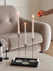 1pc Tall Metal Iron Single Head Candle Holder Ornament, Home Candle Holder Wedding, Small Candle Holder Dining Table Romantic Candlelight Dinner Decoration, Valentine's Day, Wedding Anniversary, Romantic Atmosphere - Multicolor - View 2