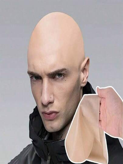 3PCS Realistic Bald Caps - Men's Latex Bald Cap, Lightweight And Comfortable, Suitable For Makeup Party, Cosplay, Prank, Stage Performance - Wig Styling, Novelty Props Or Events, Halloween Women's Costume, Halloween Costume (Unisex)