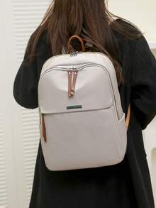 Mochila impermeable de gran capacidad, versátil y de moda - Beis - Ver 2
