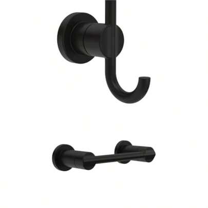 Matte Black Toilet Paper Holder And Wall-Mounted Robe And Towel Hook Modern Bathroom Decor - Nicoli