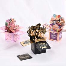 1pc Premium 3D Pop-Up Birthday Card With Envelope, Vibrant Floral And Laser-Cut Details, Warm Wishes Birthday Gift For Her - 3D Pop-up Greeting Cards - View 1