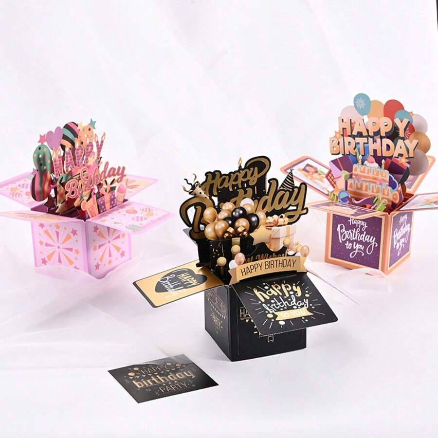 1pc Premium 3D Pop-Up Birthday Card With Envelope, Vibrant Floral And Laser-Cut Details, Warm Wishes Birthday Gift For Her - 3D Pop-up Greeting Cards - View 1