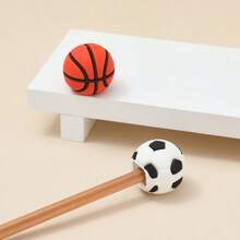 1/2/4pcs Creative Football/Basketball Shaped Pencil Sharpeners, PVC Material, Mini Single-Hole Pencil Sharpener, Back To School Student Essential - Multicolor - View 10