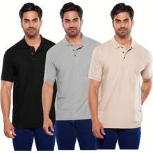 Alfani Paq 3 Playeras Polo para Hombre Manga Corta 100% Algodón - Vino/Marino Jaspe/Negro Jaspe - Ver 10