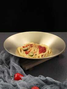 Stainless Steel Fruit Salad Bowl Restaurant Pasta Plate Cold Dish Plate Ramen Bowl Dish Plate Restaurant Deep Plate Dinner Plate Dessert Bowl Round Fruit Plate Home Dish Plate - Silver - View 4