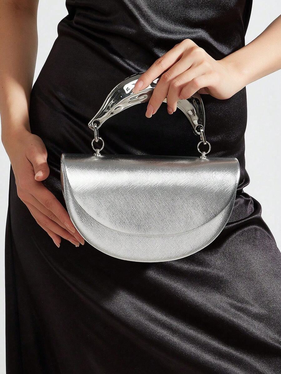 Elegant Patent Leather Women's Handbag, Minimalist Clutch Bag With Chain, Lightweight Luxury Handbag For Parties/Evenings, Perfect Birthday Gift For A Girlfriend, Suitable For Parties - 銅色 - 查看 1