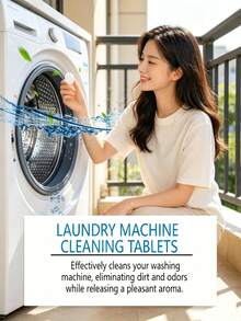 JUE FISH Washing Machine Cleaning Tablets, Deep Cleaning Formula, Suitable For Top Load And Front Load Washing Machines, Removes Odors, Limescale Stains, Limescale Buildup, Soap Scum And Lint, Leaves Fresh Fragrance, Compatible With High Efficiency Washing Machines, Convenient To Use, Essential For Laundry, Economical And Affordable, Recommended By Landlords, Fresh Lemon Scent, Monthly Maintenance, Ready To Use, Suitable For Rental Scenarios, Laundry Tips, Excellent Cleaning Effect, Fresh Lemon Scent, Randomly Shipped New And Old Models, Bathroom Freshener, Air Freshener, - Multicolor - View 4