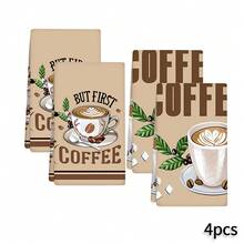 2/4/6件組咖啡圖案印花廚房抹布，烹飪烘焙用茶巾、洗碗布、清潔巾、手巾，超柔軟高吸水，廚房裝飾配件，日常居家必需品 - 彩色 - View 12