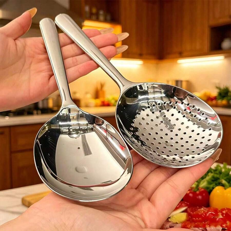 1pc 304 Stainless Steel Soup Ladle, Solid Round Head Deep Bowl Design, Long Smooth Handle, Rust-Resistant , Suitable For Hot Pot, Ramen, Stew, Porridge, Sauce, Soup And More, Dishwasher , Multi-Functional Kitchen Utensil, Suitable For Home Daily Cooking, Restaurant And Banquet Use - View 1