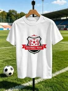 Camiseta gráfica de equipo de fútbol para hombre, de algodón suave, corte holgado, estilo hip-hop urbano, transpirable. - Blanco - Ver 2