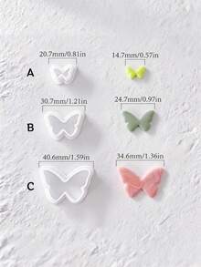 Butterfly Polymer Clay Cutters, Delicate Wing Shapes In 3 Sizes For Layered Handmade Earring Craft Supplies - White - View 2