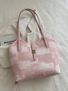 New Solid Color Light Luxury High-End Versatile Women's Shoulder Tote Bag - Pink - View 10