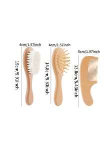1/2 Pieces Hair Brush And Comb Set, Soft Goat Hair Bristle Wooden Hair Brush, Smooth Wood Comb, Portable Hair Grooming Styling Kit For Home Travel Daily Use - Multicolor - View 9