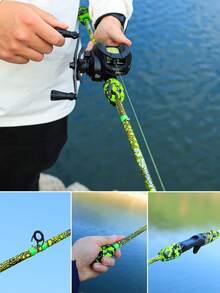 SOUGAYILANG Carbon Fiber Casting Fishing Rod, 1.68M/1.8M Baitcasting Rod With EVA Camo Grip, Perfect Green Honeycomb Camo Spinning Rod, Portable Freshwater Saltwater Fishing Rod - Green - View 9