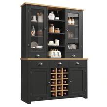 Multi-Purpose Highboard For Home With Tip-Over Protection, Stand Cabinet For Kitchen And Living - Black - View 3