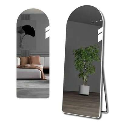 Espejo de Pie de Cuerpo Completo con Soporte - Espejo Decorativo para Recámara, Multifuncional, Apoyar o Usar de Pie para Colgar, Ideal para Recámara y Sala, 150 x 40 CM Blanco