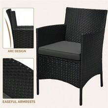 Costoffs Set Of 3 Patio Table And Chairs, Outdoor Wicker Conversation Furniture Set, 2pcs Woven Rattan Chairs With Cushions And 1 Side Table - Brown/Khaki - View 8