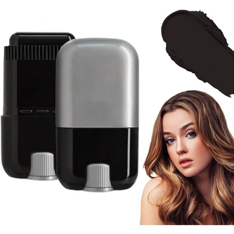 Tinte Para Cabello Con Peine  y Práctico Para Retoques Rápidos, Touch Up Comb 2 en 1 Coreano, Barra Portátil Para Retocar El Color Del Cabello Con Peine Para Mujeres y Hombres (Negro) - Negro - Ver 1