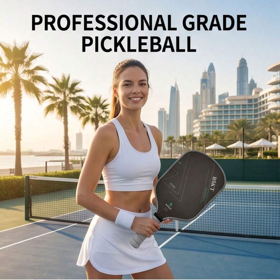 BSKT 1 Set 2pcs T700 Carbon Fiber Professional Pickleball Paddle Set, Outdoor Court Professional Pickleball Tournament Competition Training, Adult Competitive Sports, High Rigidity T700 Carbon Fiber Integrated Paddle Face, High Density Shock-Absorbing Core, Wide Non-Slip Sweat-Absorbing Handle, Lightweight Low Vibration Feel, Rapid Ball Rebound, Impact-Resistant Paddle Surface, 2-Paddle Set Suitable For High-Intensity Daily Training