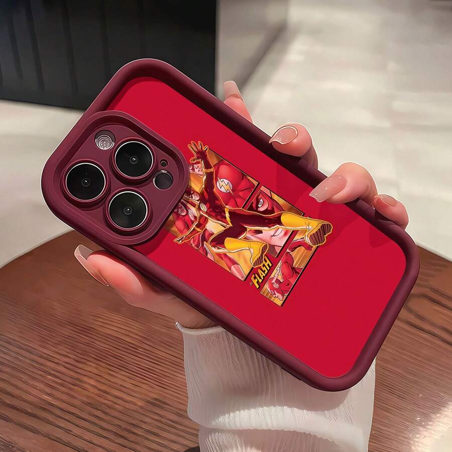Tema de cómic del superhéroe Flash Rojofunda de teléfono Fundas compatibles con ,Apple,VIVO,OPPO,,, y Honor.Fabricadas en silicona TPU,ofrecen protección contra golpes y caídas. - Burdeos - Ver 1