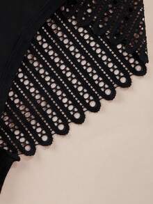 Aofeiqike Women's Mid-Waist Wavy Edge Hollow Lace Panties, Everyday Lingerie Triangle Briefs - Black - View 3