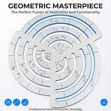 Acrylic Spiral Curve Ruler, Multi-Function Arc Drawing Template, Concentric Circle Ruler Angle Finder, Geometric Drawing Tool For Woodworking, Leather Processing, Model Making, Tattooing, Jewelry Design, Back To School - A - View 2