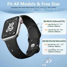 2pcs Replacement Watch Bands For Apple Watch, Slim Butterfly Buckle, Soft & Comfortable, Waterproof, Non-Fading, Adjustable Silicone Material, Suitable For Daily Wear, Outdoor Activities, Compatible With Watch Series 11 10 9 8 7 6 5 4 3 2 1 SE Ultra - Multicolor - View 2