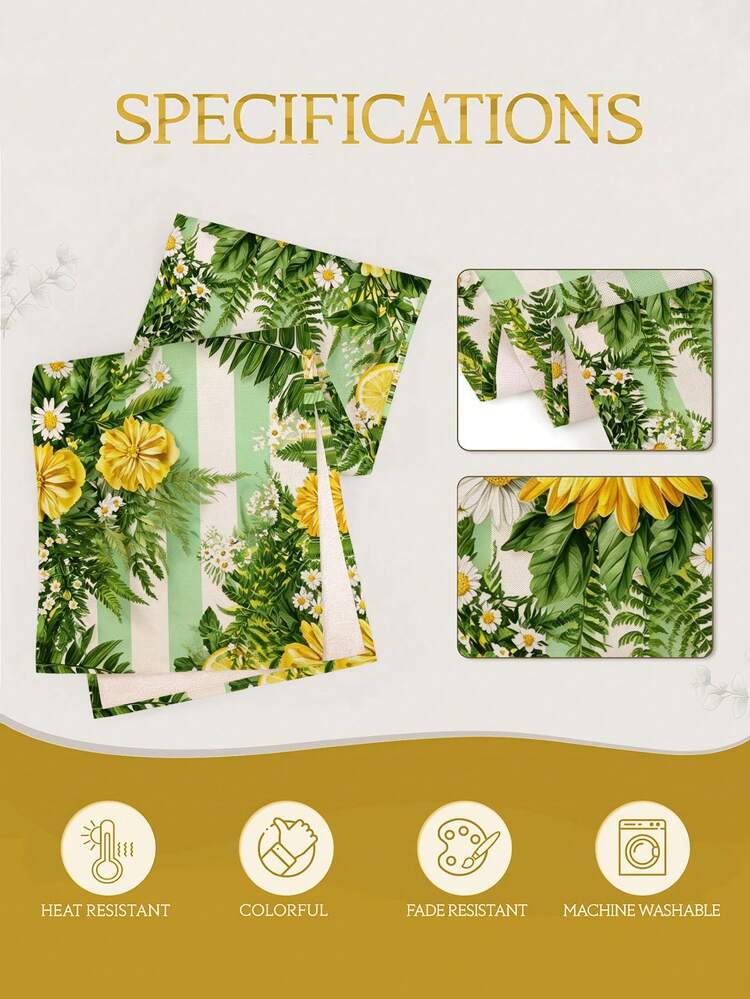 1pc,Summer Style,Pastoral Refreshing Summer Table Runner,Lemon Line Print,Multiple Sizes Available,Entrance Decor,Microwave Dust Cover,Suitable For Kitchen Dining Table Decoration,Party Decor,Dining Table Decor,Dining Table Arrangement,Home Decor - Green - View 7
