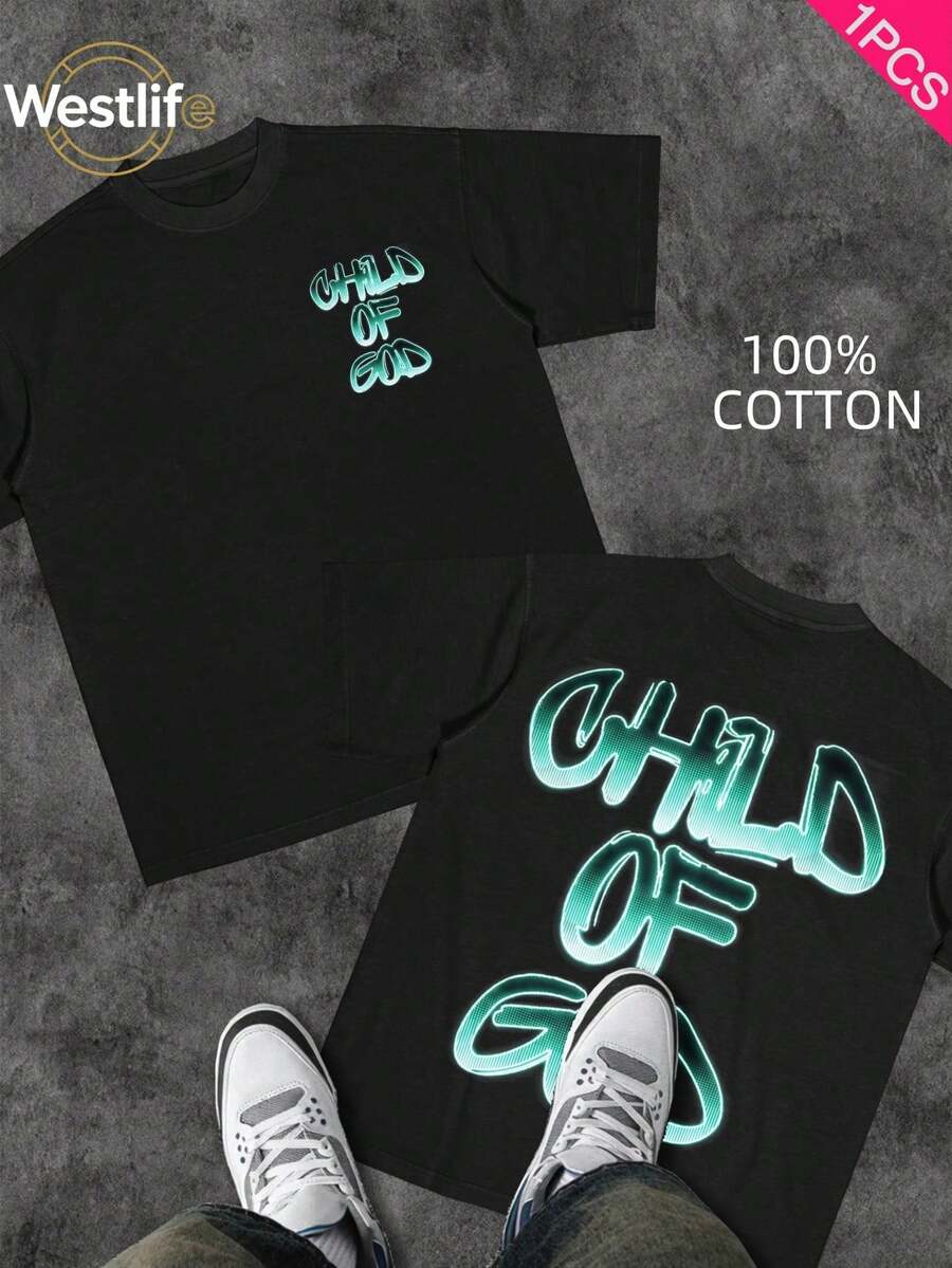 Men's Christian T-Shirt "FAITH OVER FEAR" | Psalm 118:6 Design | Inspirational Streetwear | 100% Cotton | Unisex Fit | Ideal Gift For Believers - 彩色 - 查看 1