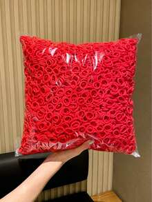 100/500/1000入可愛高彈性新年節慶紅色拇指環髮圈，適用馬尾、編髮與辮髮日常使用，不傷髮小橡皮筋，耐用且不傷髮，青春活力，滿足日常搭配需求，適合作為禮物，海邊度假、約會、通勤，輕鬆打造造型，實用好用 - 紅色 - 查看 4