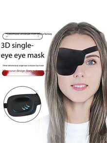 One-Eye Full Coverage Eye Patch For All Seasons, Weak Vision And Strabismus Training Single Eye Occlusion Patch, Solid Color Party ABS Plastic (ABS Resin),Halloween - Black - View 1